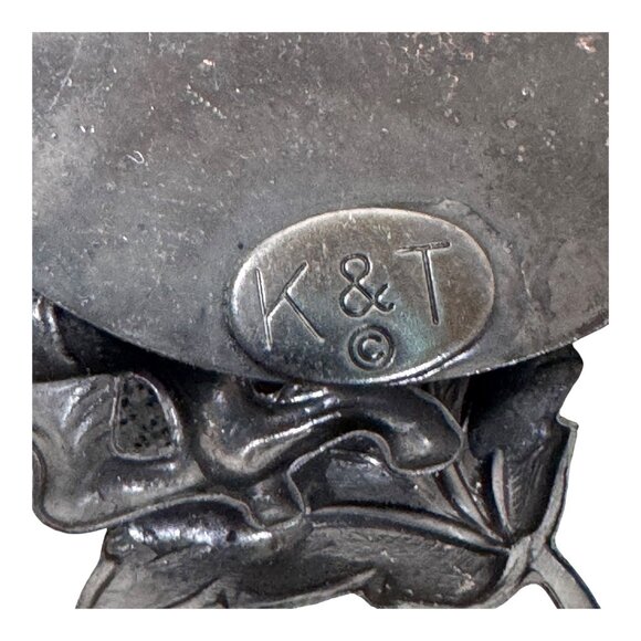 Vintage K&T Zebra Brooch Copper Sun & Leaf Design Running Safari Africa RARE - Picture 3 of 6